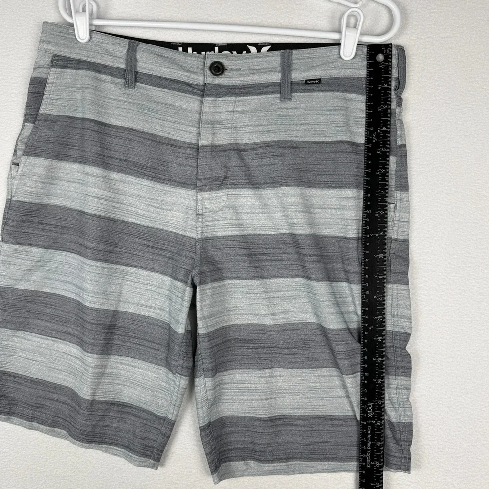 Hurley Phantom Mens 33‎ Grey Striped Hybrid Board Shorts Chino Beach Surfer